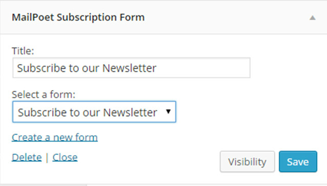 mailpoet subscription form