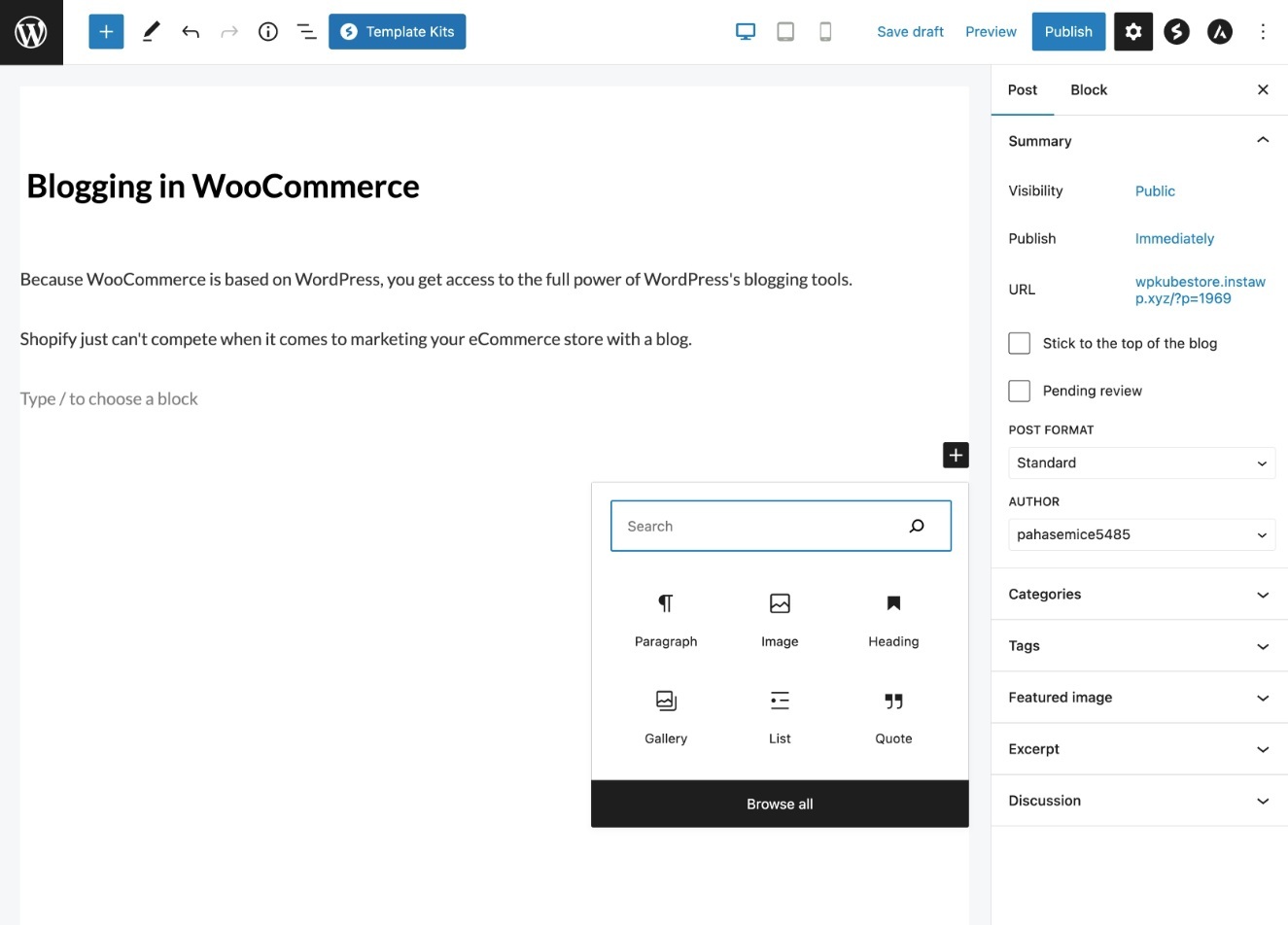 WooCommerce blogging functionality vs Shopify