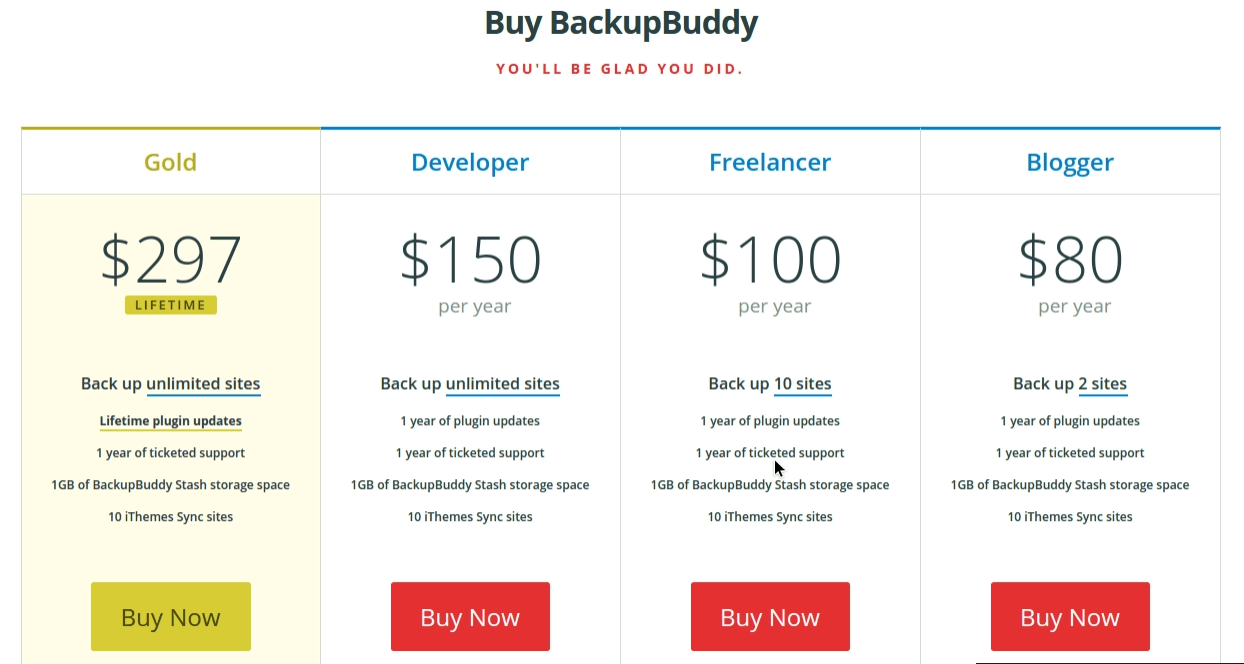 BackupBuddy Plugin Pricing Plans